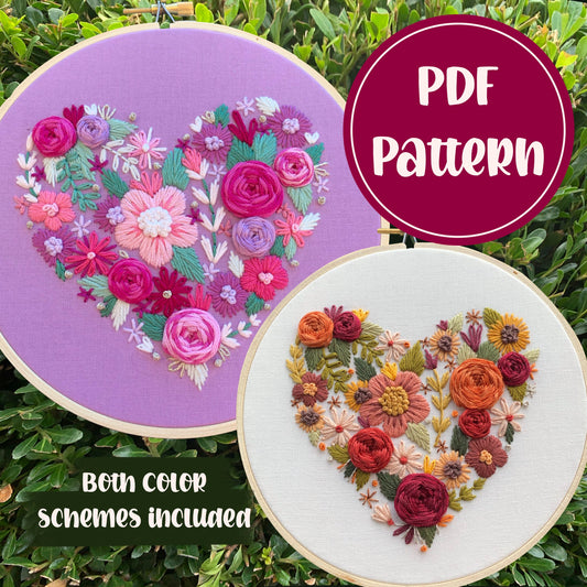 PDF Pattern - Love in Bloom, Intermediate Embroidery Pattern