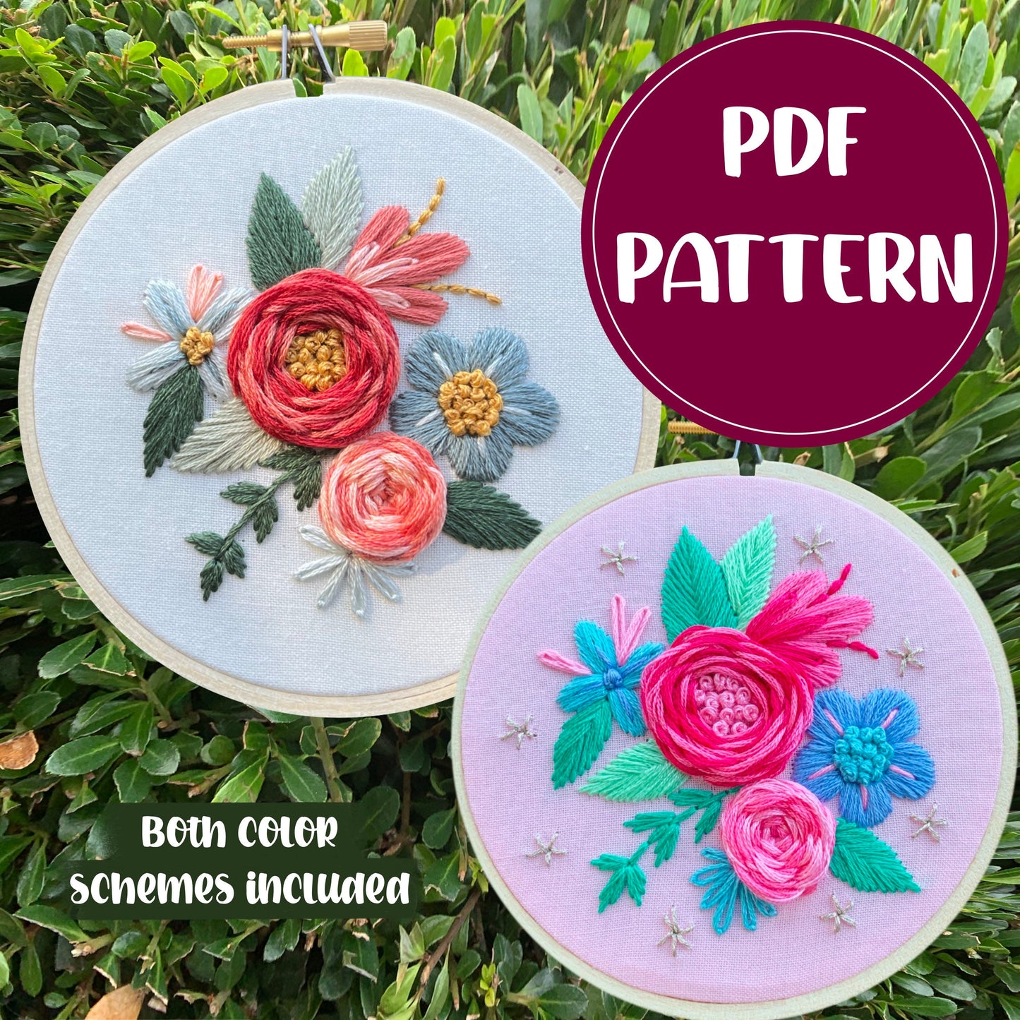 PDF Pattern - Beginners Blooms, Beginner Embroidery Pattern and Guide