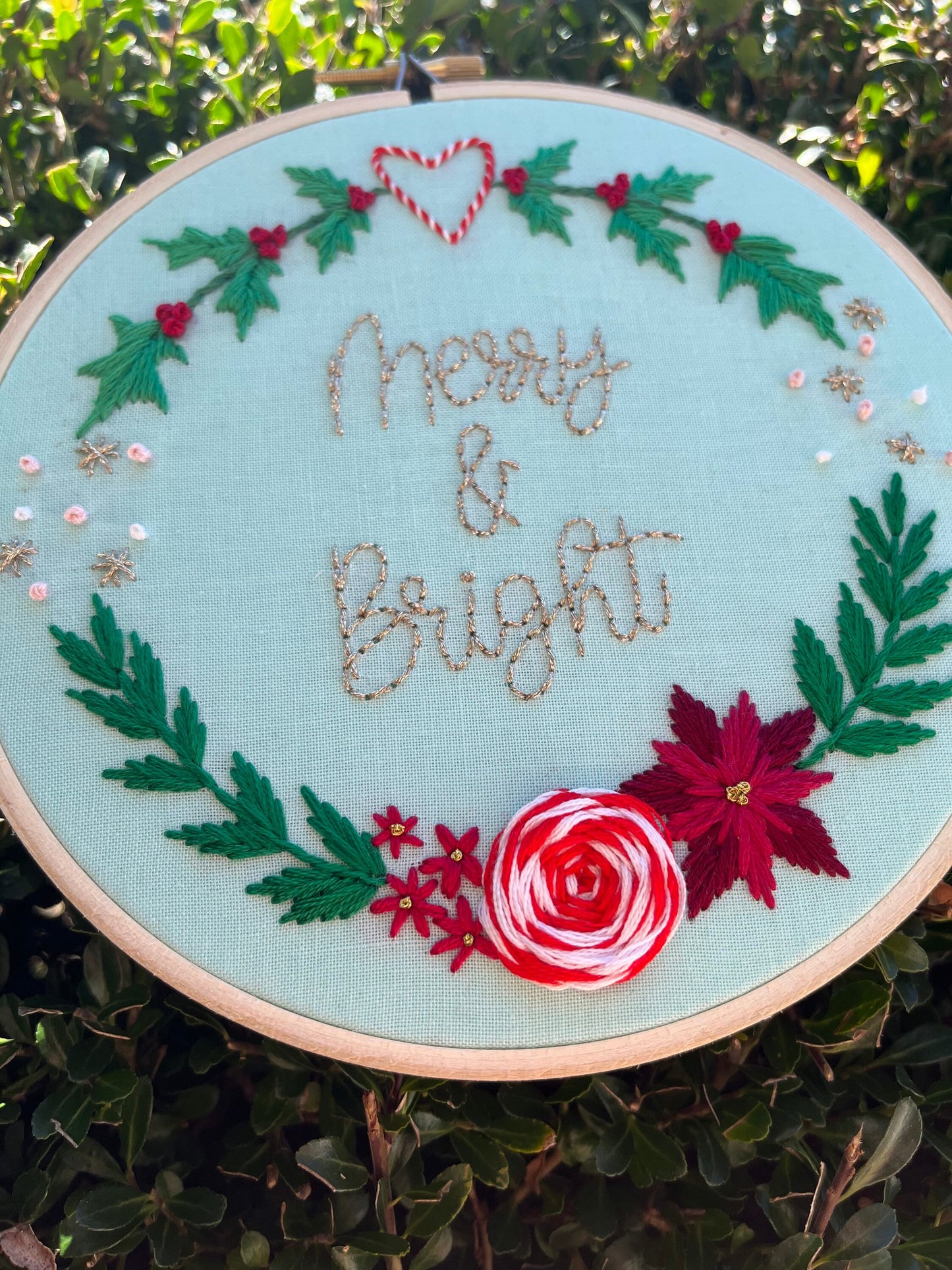 PDF Pattern - Merry and Bright Wreath, Intermediate Embroidery Pattern