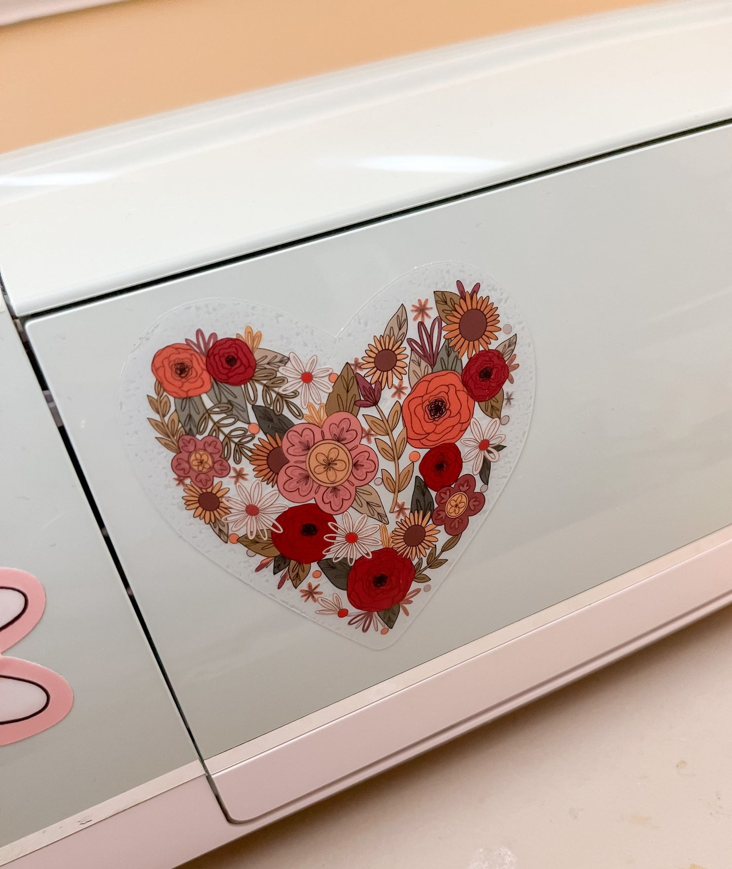 CLEAR Love in Bloom Floral Heart Sticker - Vinyl, Waterproof Sticker
