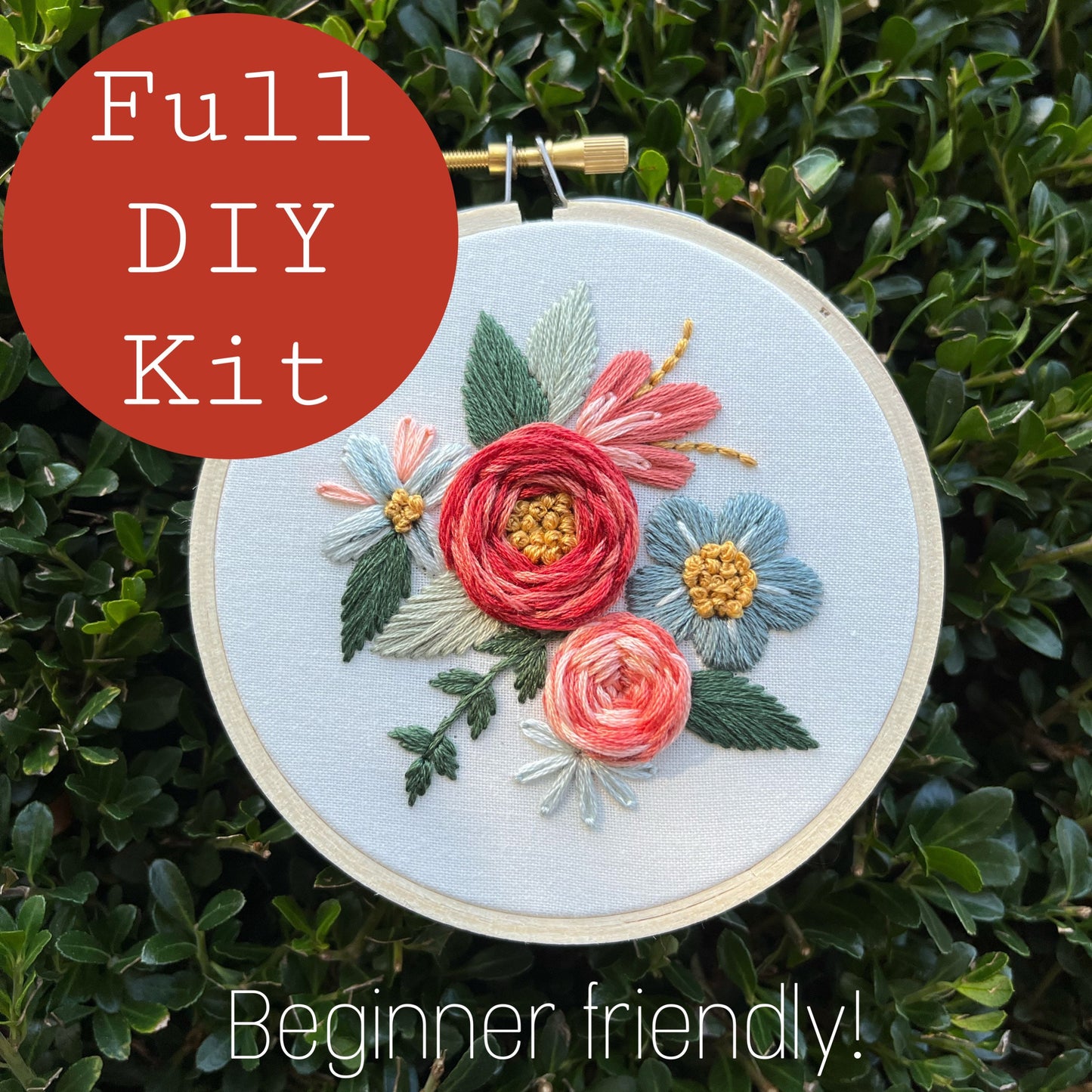 FULL KIT - Beginner's Bloom Embroidery Kit - DIY Embroidery Kit, Floral Embroidery, Embroidery Pattern