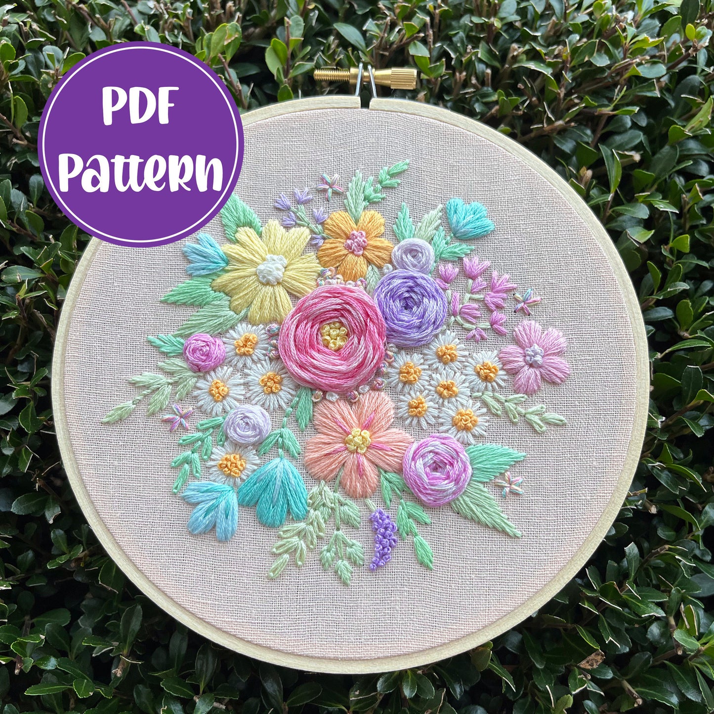 PDF Pattern - Pastel Dreams, Intermediate Embroidery Pattern