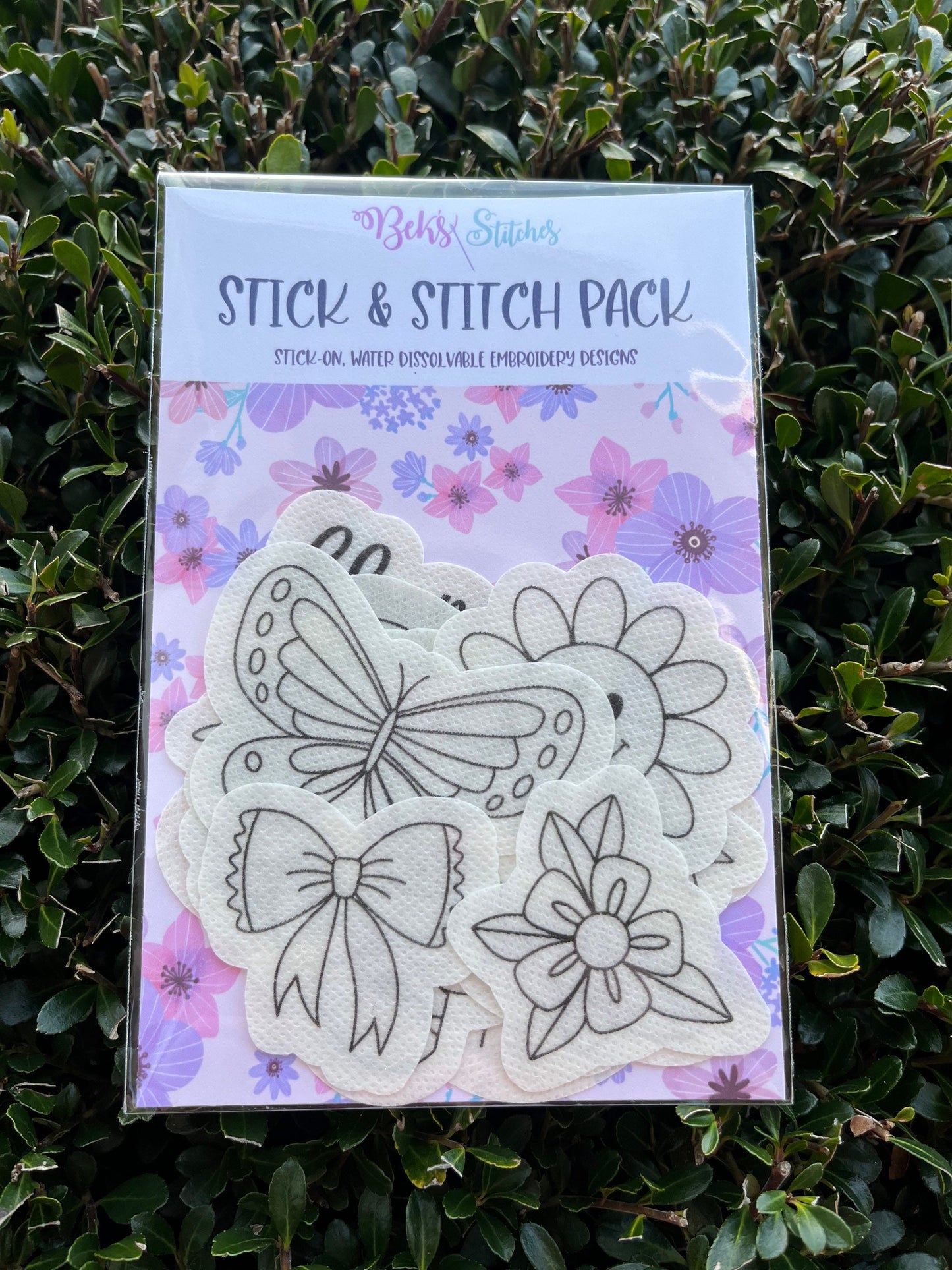 Spring Stick and Stitch Pack, Water-Soluble Dissolving Stick-On Embroidery Designs