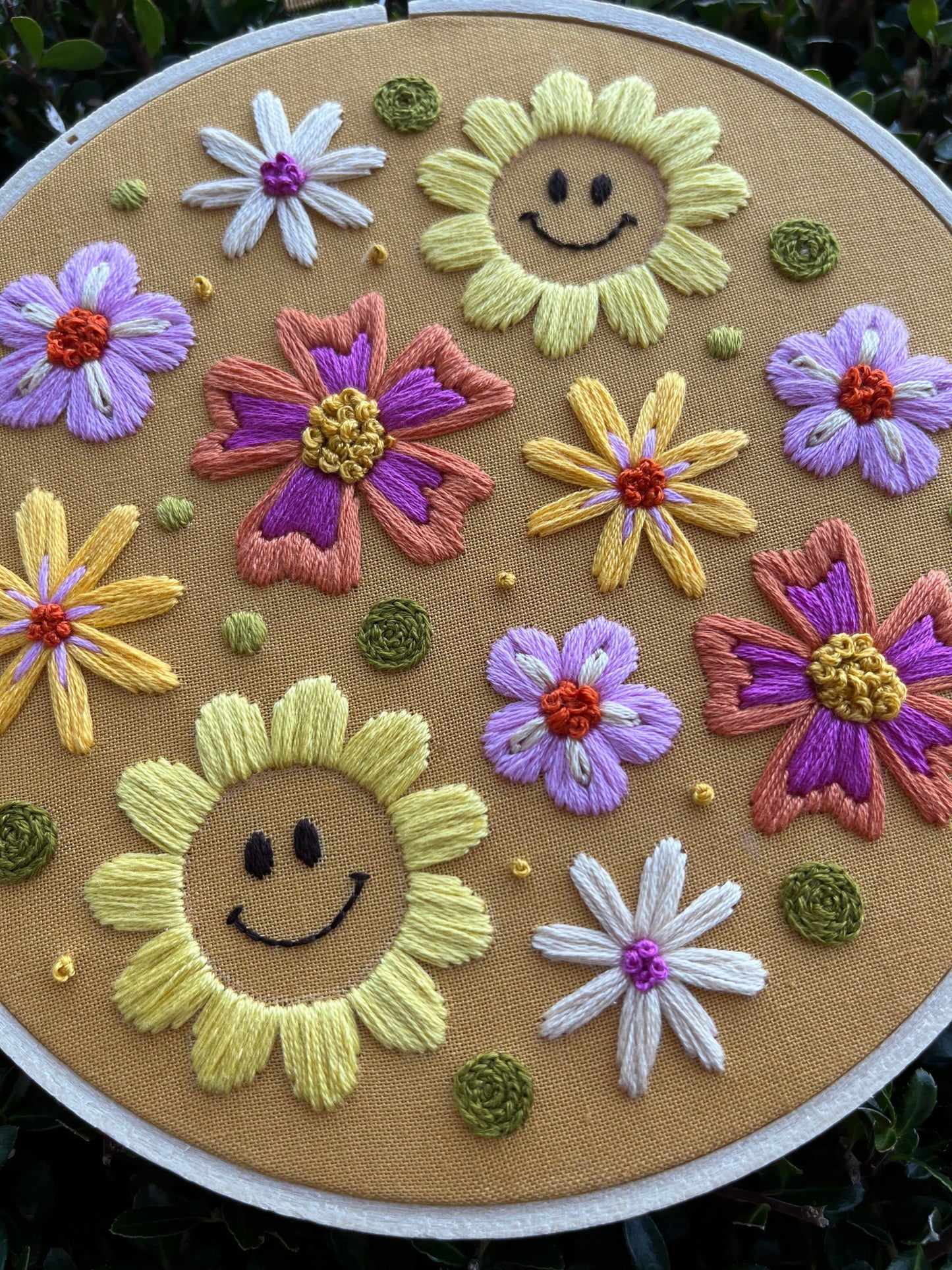 PDF Pattern - Groovy Florals, Intermediate Embroidery Pattern