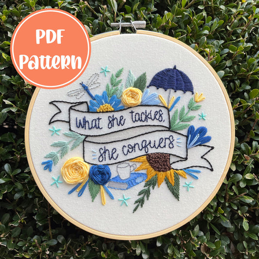 PDF Pattern - What She Tackles She Conquers - Intermediate/Advanced Gilmore Girls Embroidery Pattern