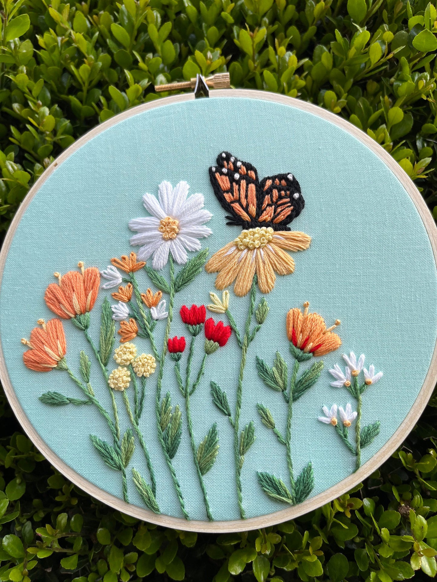 PDF Pattern - Monarch Meadow, Beginner/Intermediate Embroidery Pattern