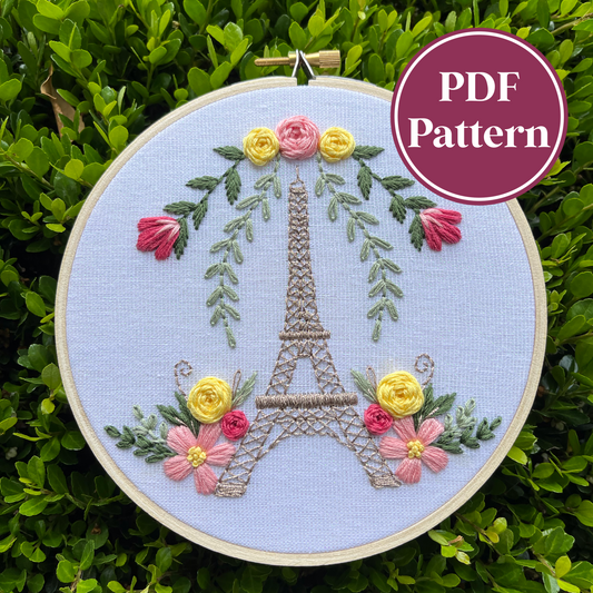 PDF Pattern - La Fleur Eiffel, Intermediate Embroidery Pattern