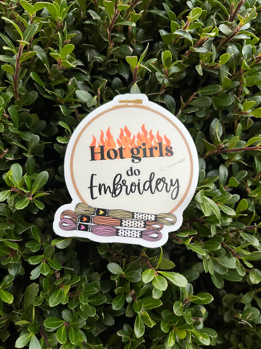 Hot Girls Do Embroidery Hoop and Thread Sticker