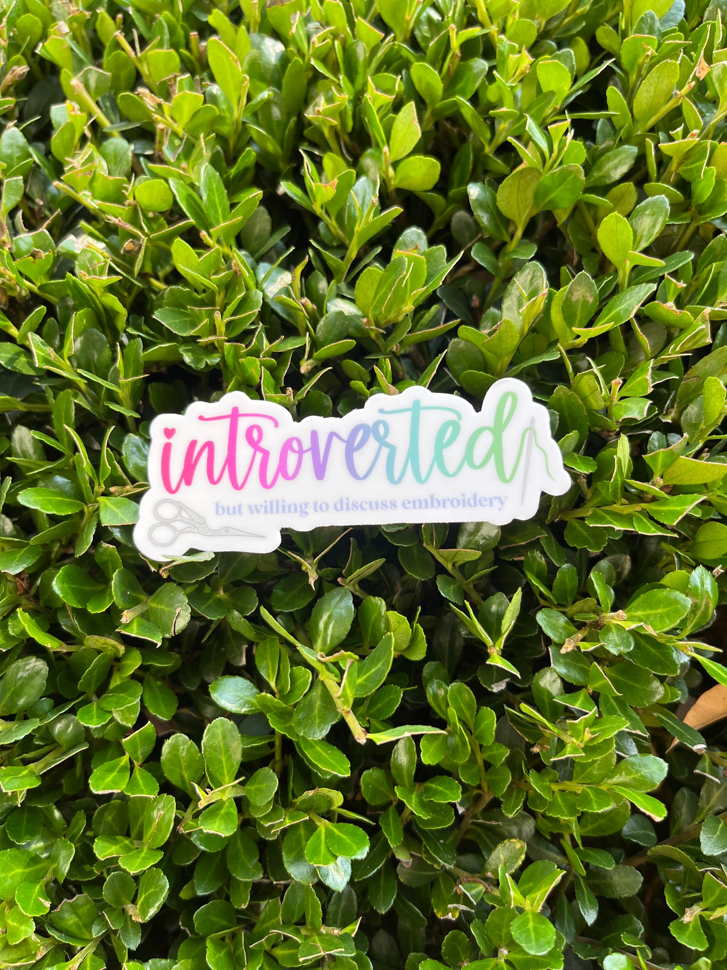 Introverted But Willing To Discuss Embroidery/Cross Stitch Sticker- Vinyl, Waterproof Sticker