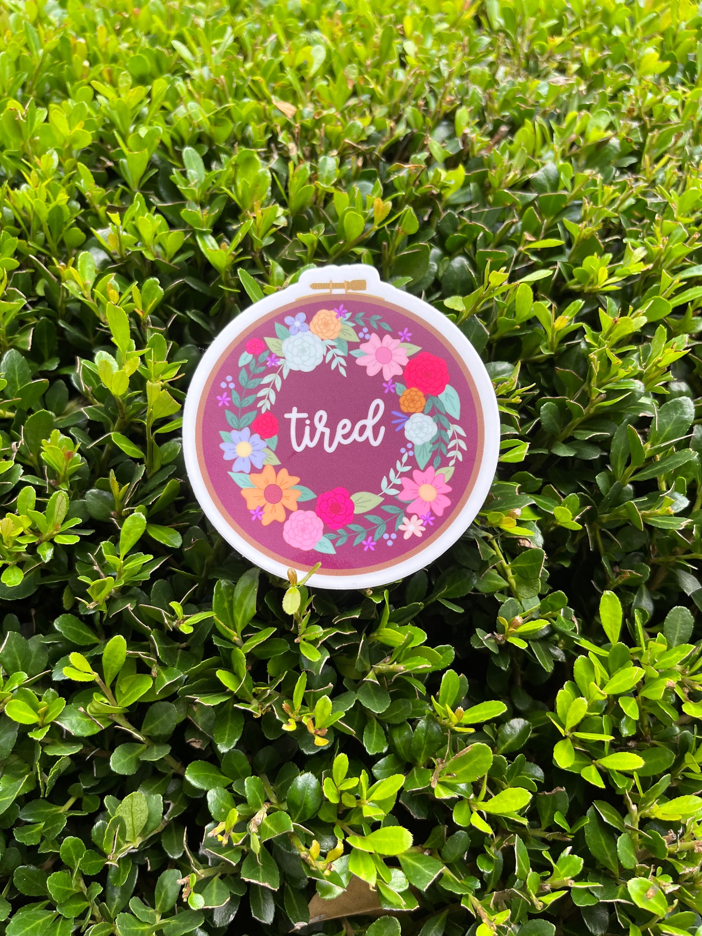 Floral Tired Embroidery Hoop Sticker