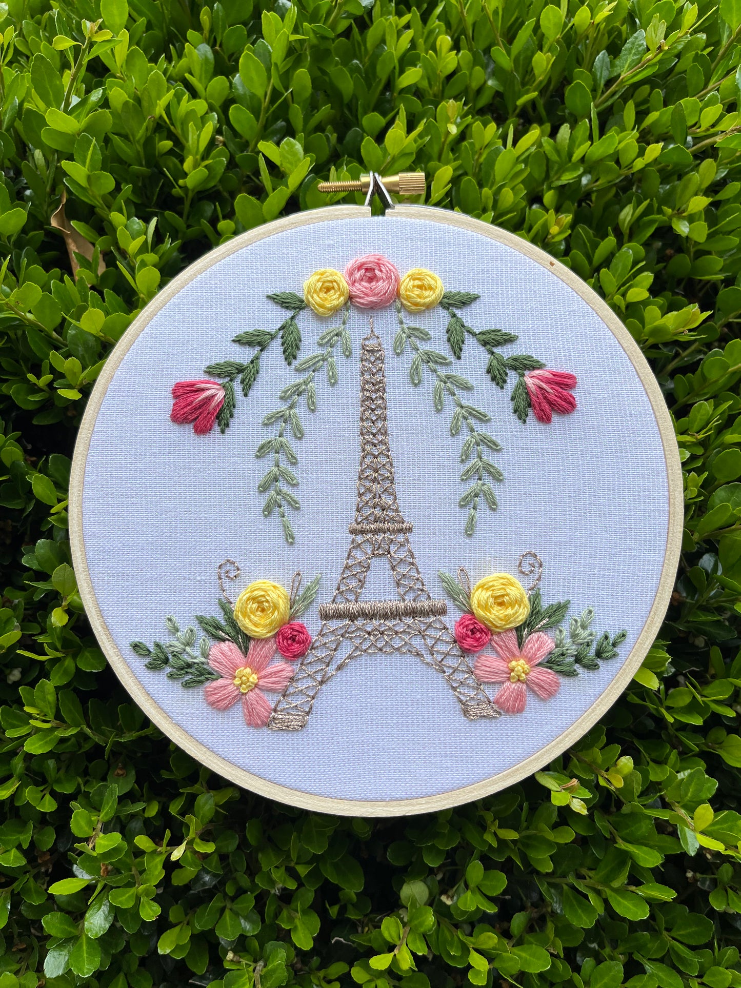 6” Fleur de Eiffel- Handmade Embroidery Hoop