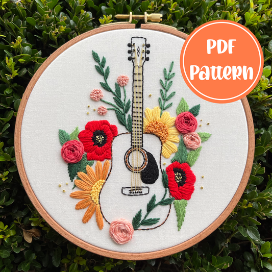 PDF Pattern - August Song, Advanced Music Themed Embroidery Pattern