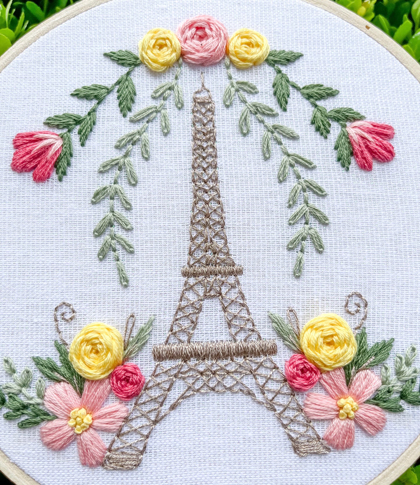 6” Fleur de Eiffel- Handmade Embroidery Hoop