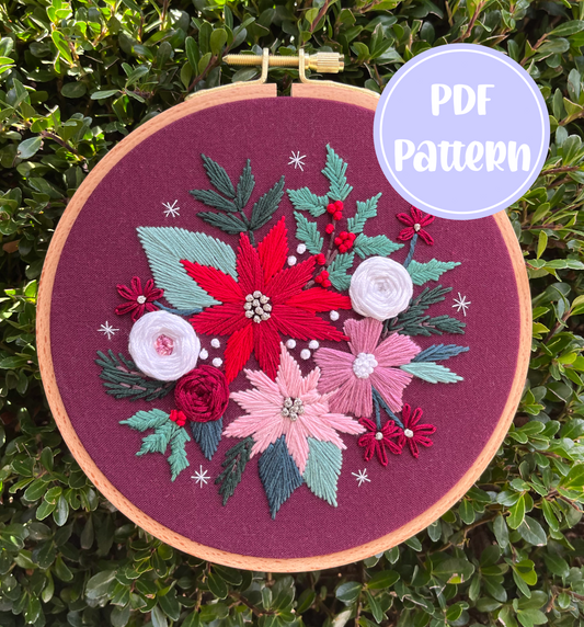 PDF Pattern - Winter Berry Blooms, Intermediate Embroidery Pattern