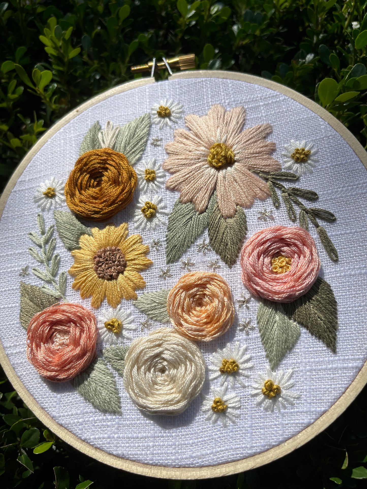 PDF Pattern - Neutral Blooms, Intermediate Floral Embroidery Pattern