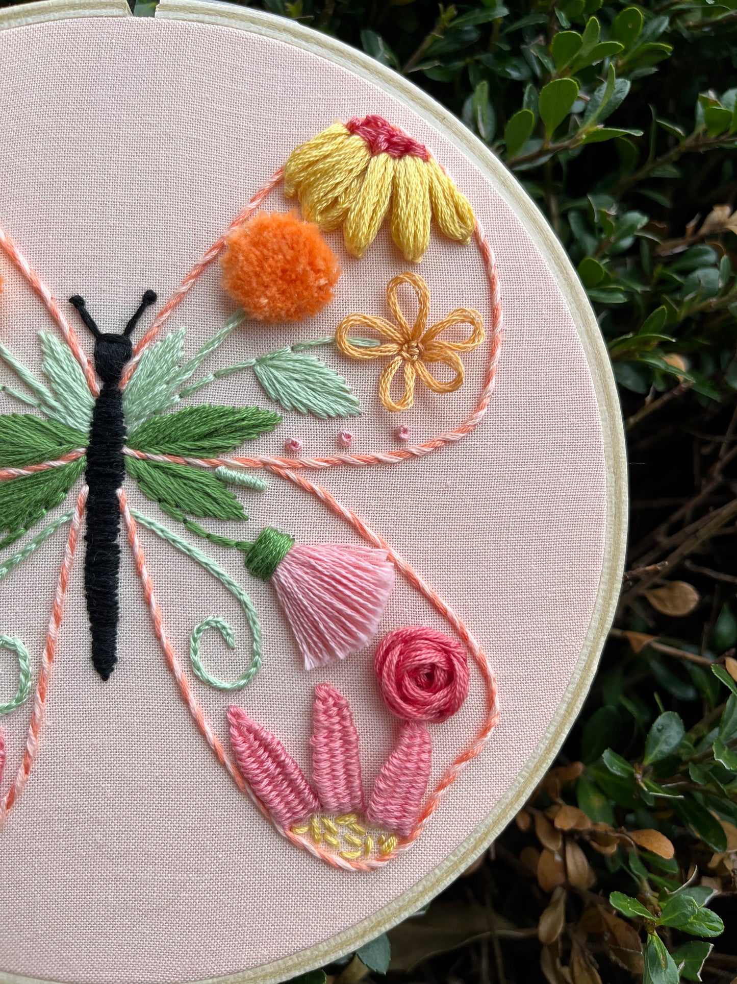 April Stitch Along PDF Pattern - Floral Butterfly Sampler Stitch Along, 3D Flowers, Intermediate Stitch Along