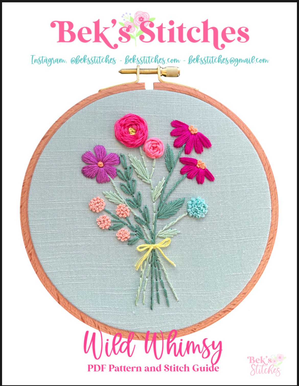 FREE PDF Pattern - Wild Whimsy, Free Beginner's Floral Embroidery Pattern
