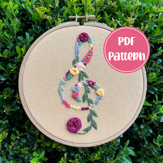 PDF Pattern - Garden Clef, Beginner/Intermediate Embroidery Pattern