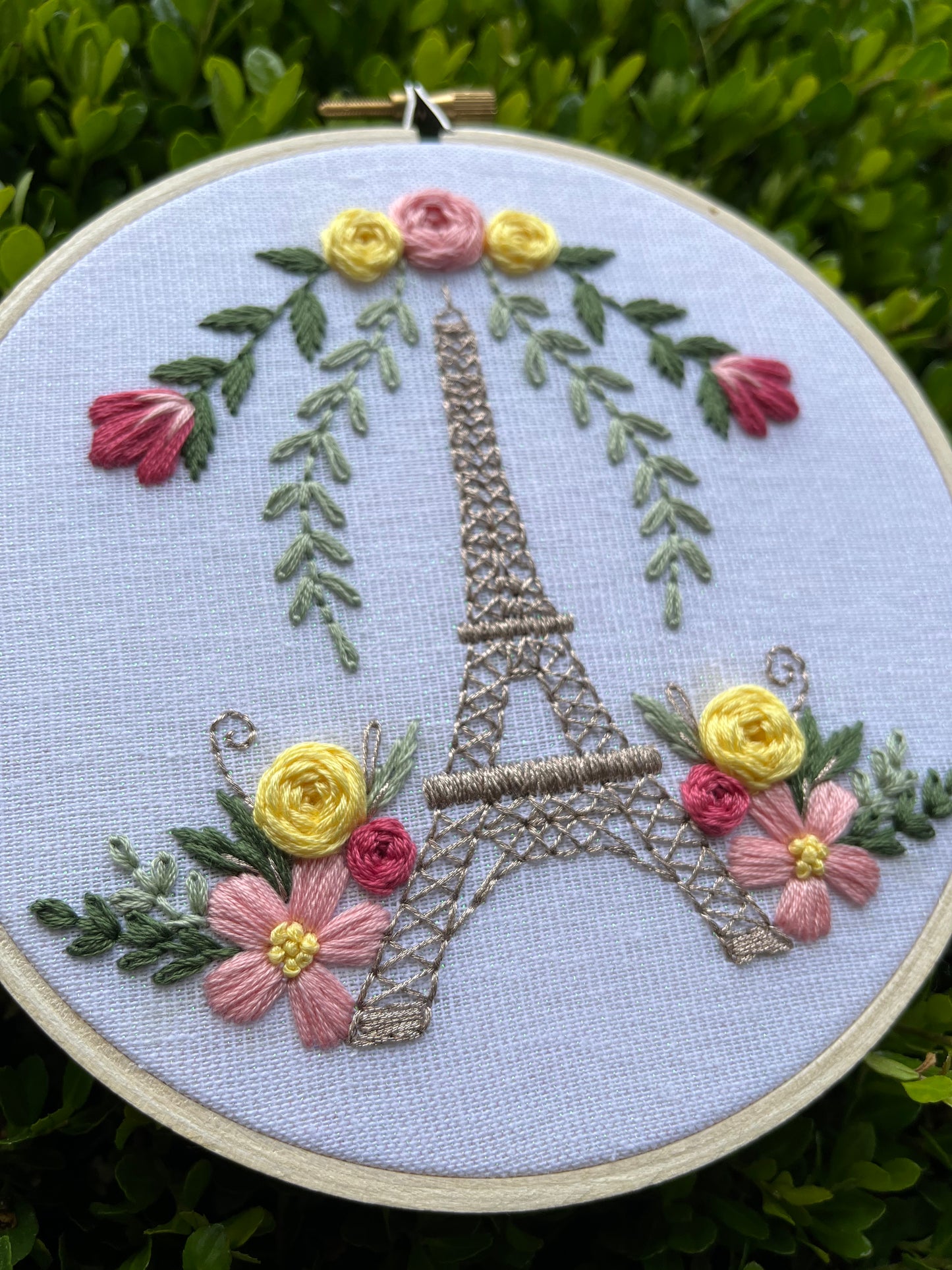6” Fleur de Eiffel- Handmade Embroidery Hoop