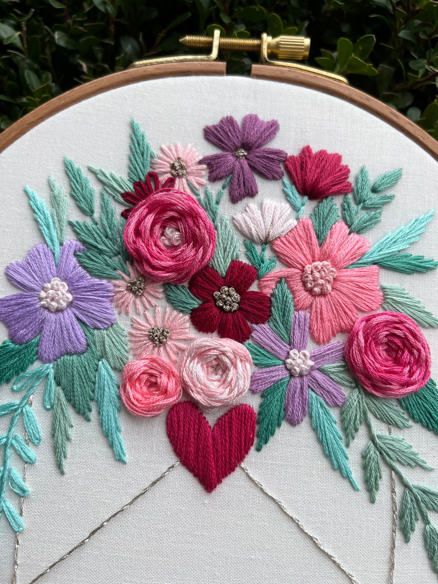 7” Love Letter Valentine Floral Embroidery Hoop Art