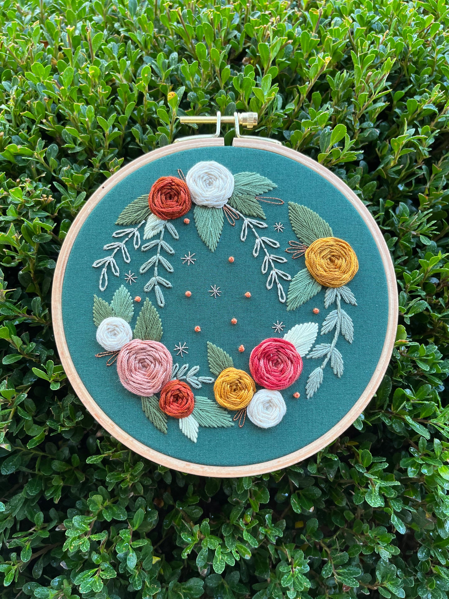 6” Autumn Blossoms - Handmade Embroidery Hoop