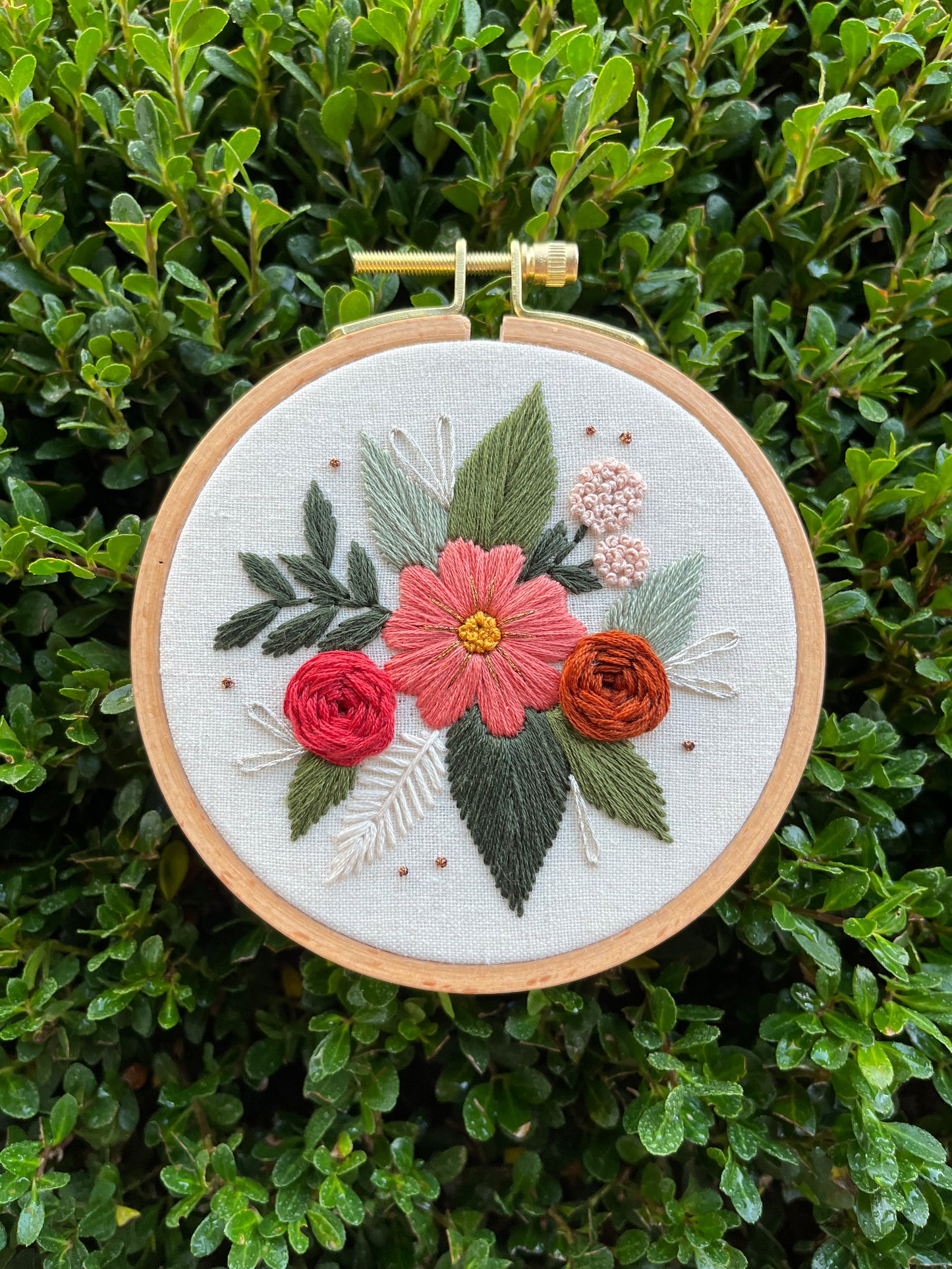 4” Boho Bouquet - Handmade Embroidery Hoop