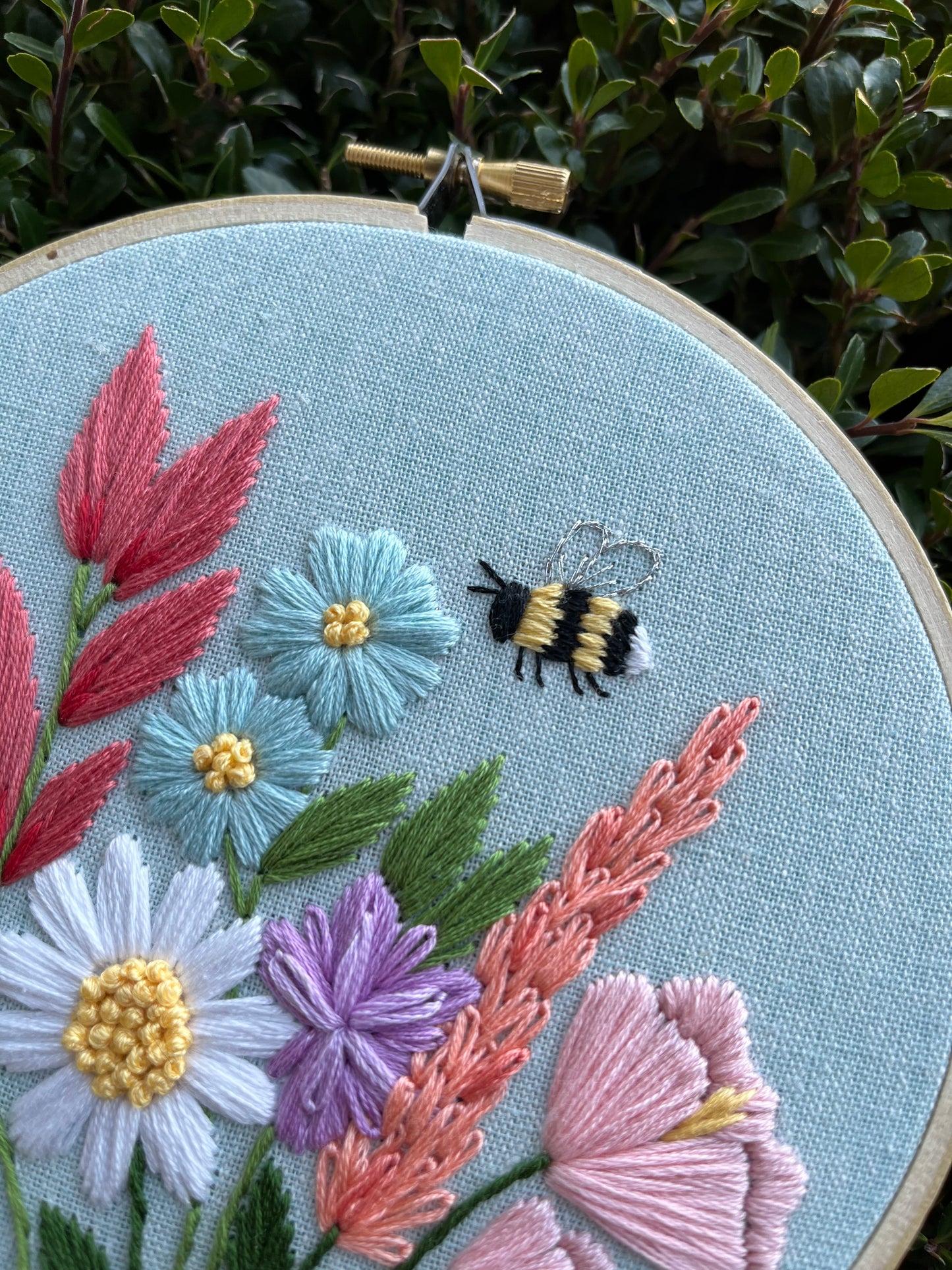 PDF Pattern - Bee Wild, Intermediate Bumble Bee/Floral Embroidery Pattern