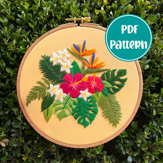 PDF Pattern - Tropical Bouquet, Advanced Embroidery Pattern